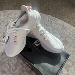 FootJoy Women's FJ Fuel Spikeless White and Rose Golf Shoes